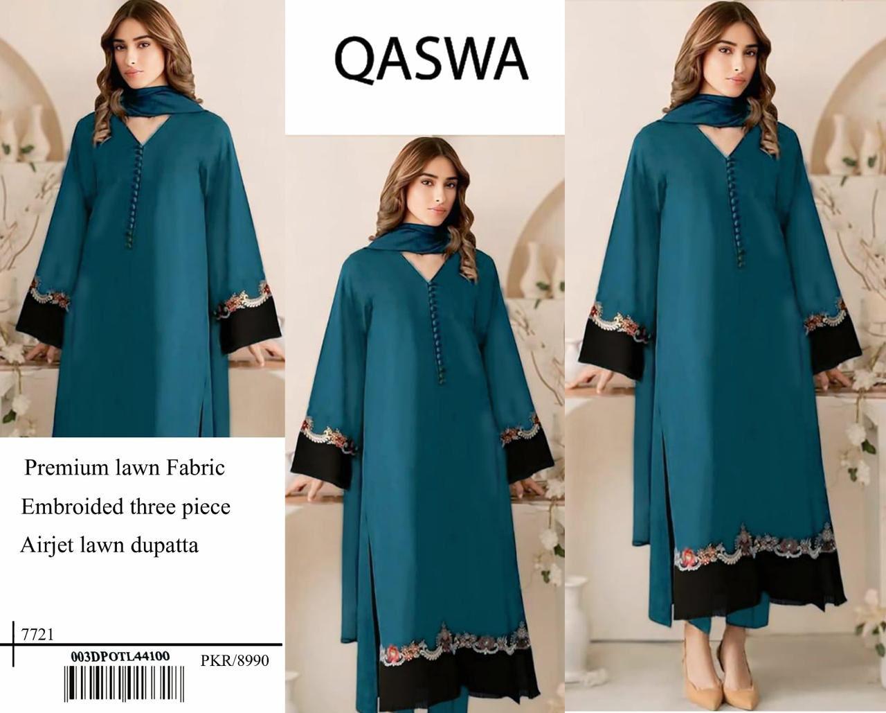 QASWA Embroidered 3pc UNSTITCHED