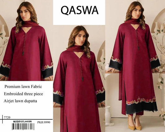 QASWA Embroidered 3pc UNSTITCHED