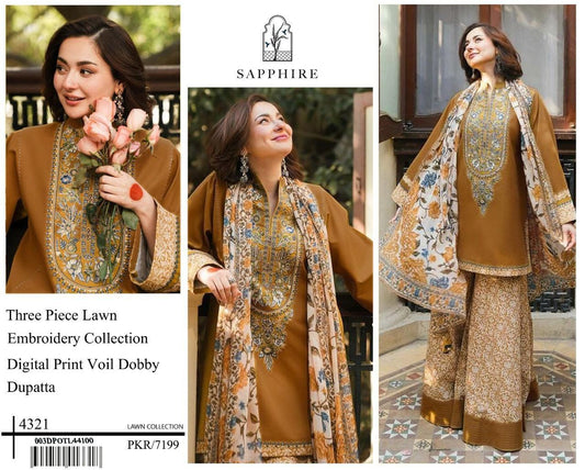 SAPPHIRE Embroidery Dress With Dupatta Unstitched